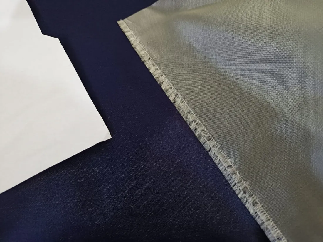 100% SILK DUTCHESS SATIN NAVY BLUE X GREY COLOR 37mm 54" WIDE [6369]