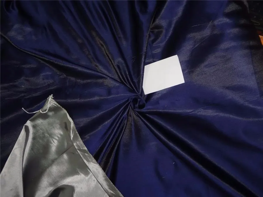100% SILK DUTCHESS SATIN NAVY BLUE X GREY COLOR 37mm 54" WIDE [6369]