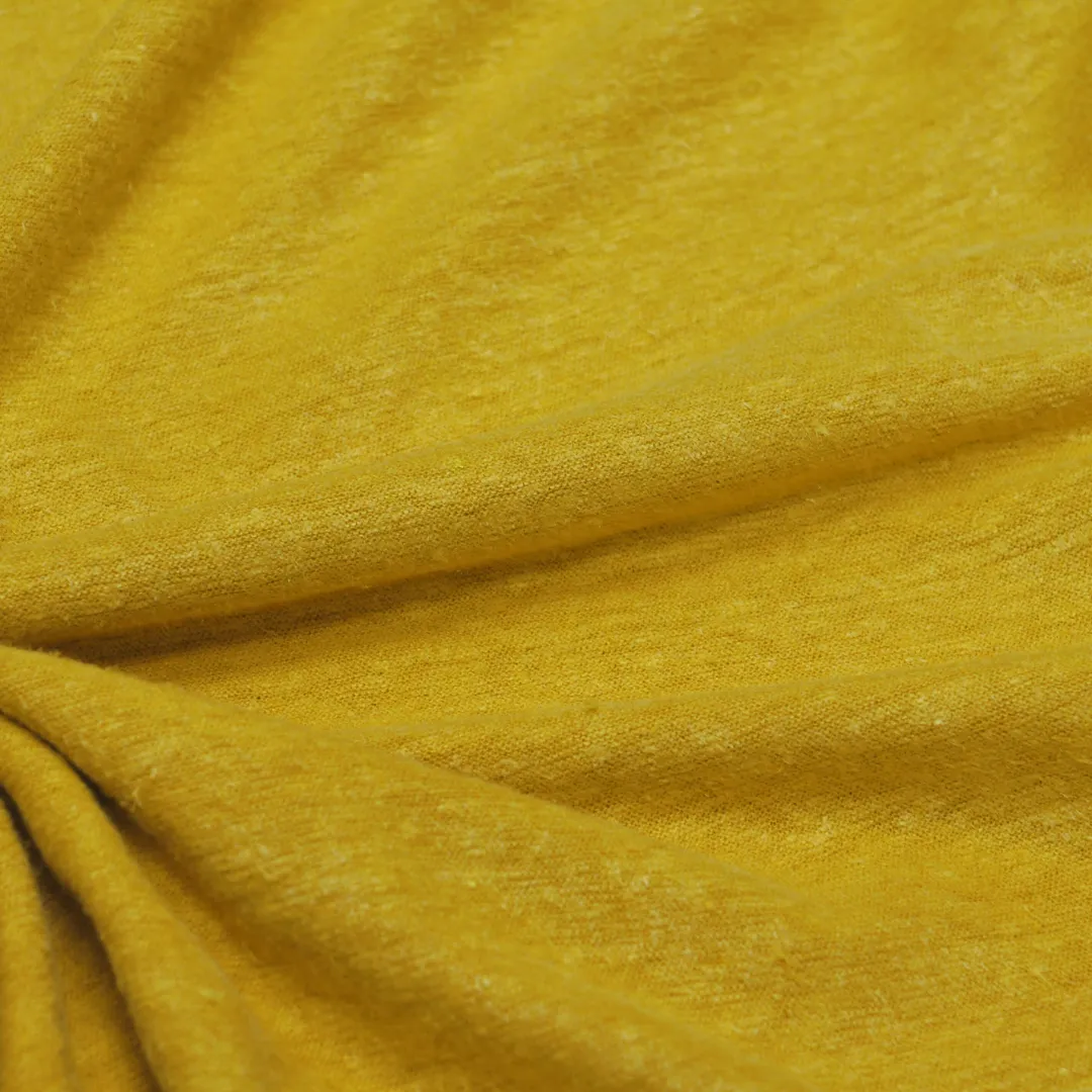55% Turkish Hemp 45% Organic Cotton Single Jersey - Soft Honey Mustard (2SP544)