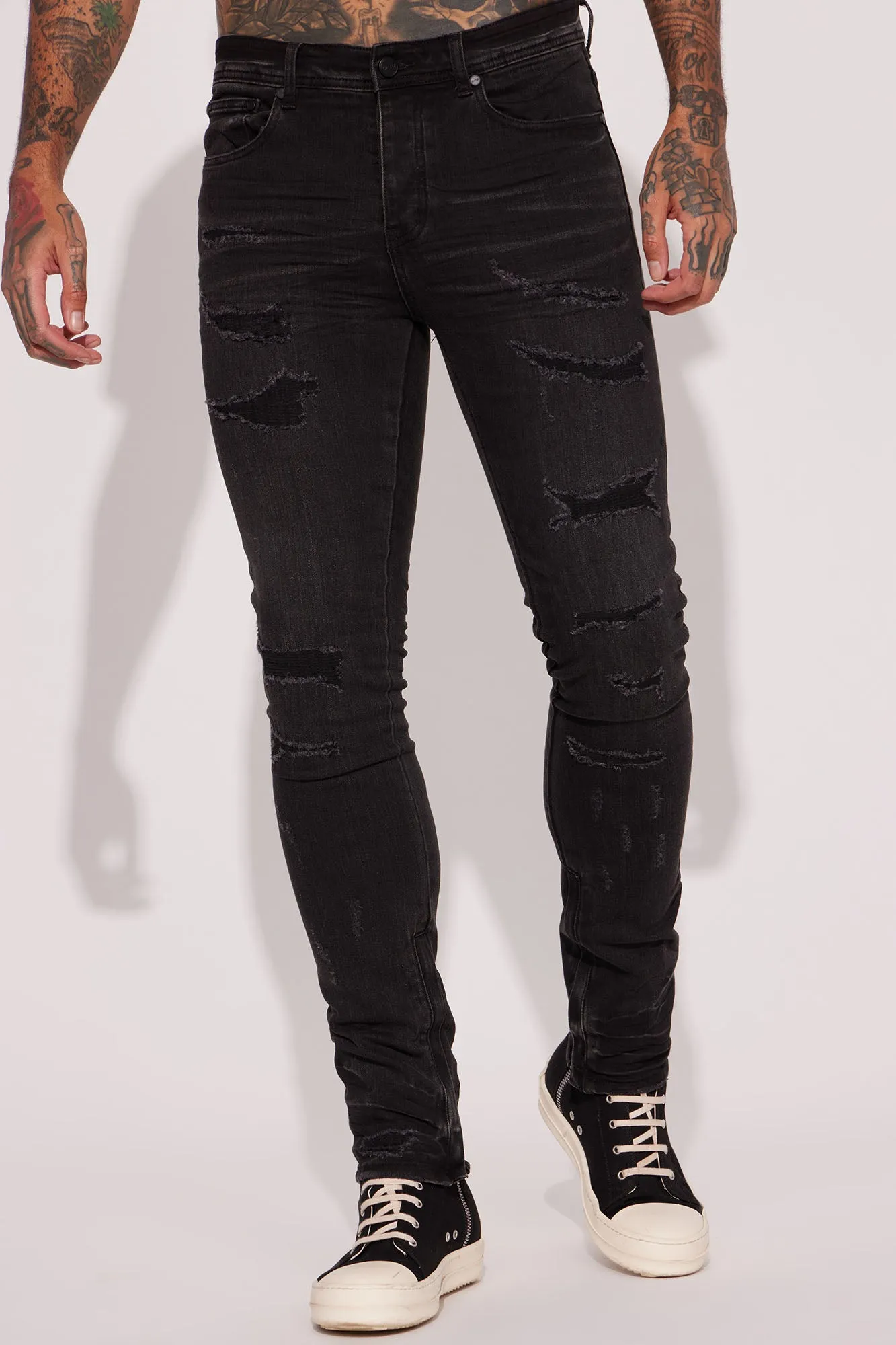 Be Ahead Ankle Zipper Stacked Skinny Jeans - Black