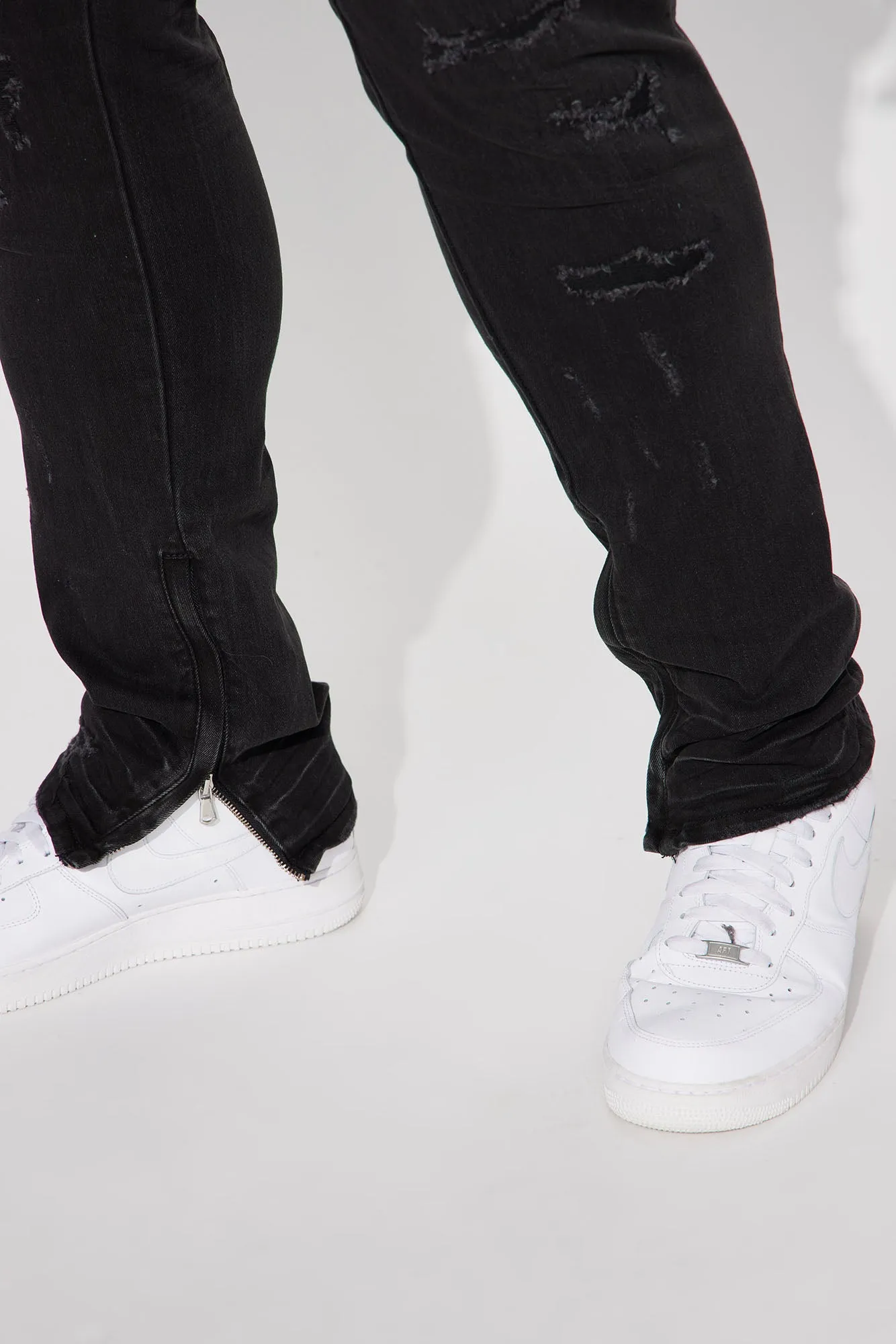Be Ahead Ankle Zipper Stacked Skinny Jeans - Black