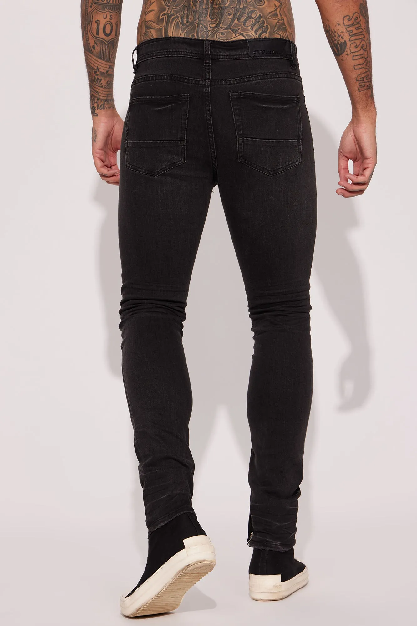 Be Ahead Ankle Zipper Stacked Skinny Jeans - Black