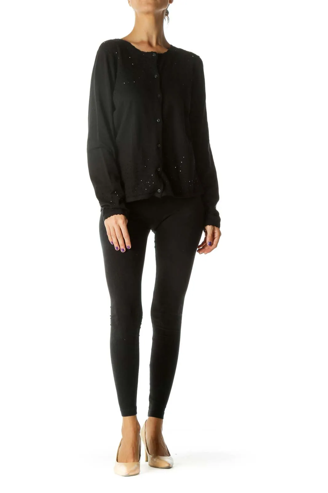 Black Crystal Knit Cardigan