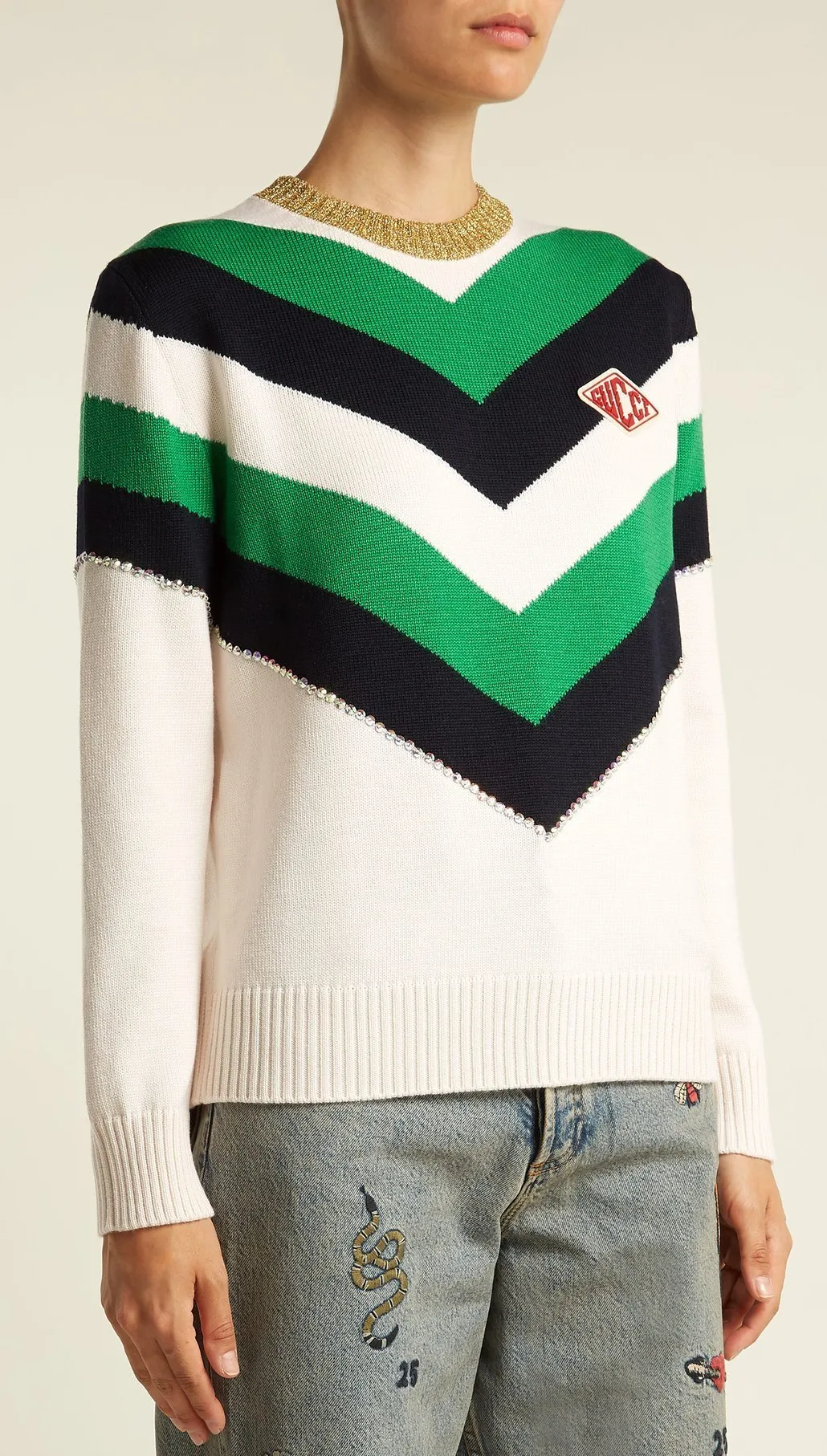 Chevron Striped Wool Sweater
