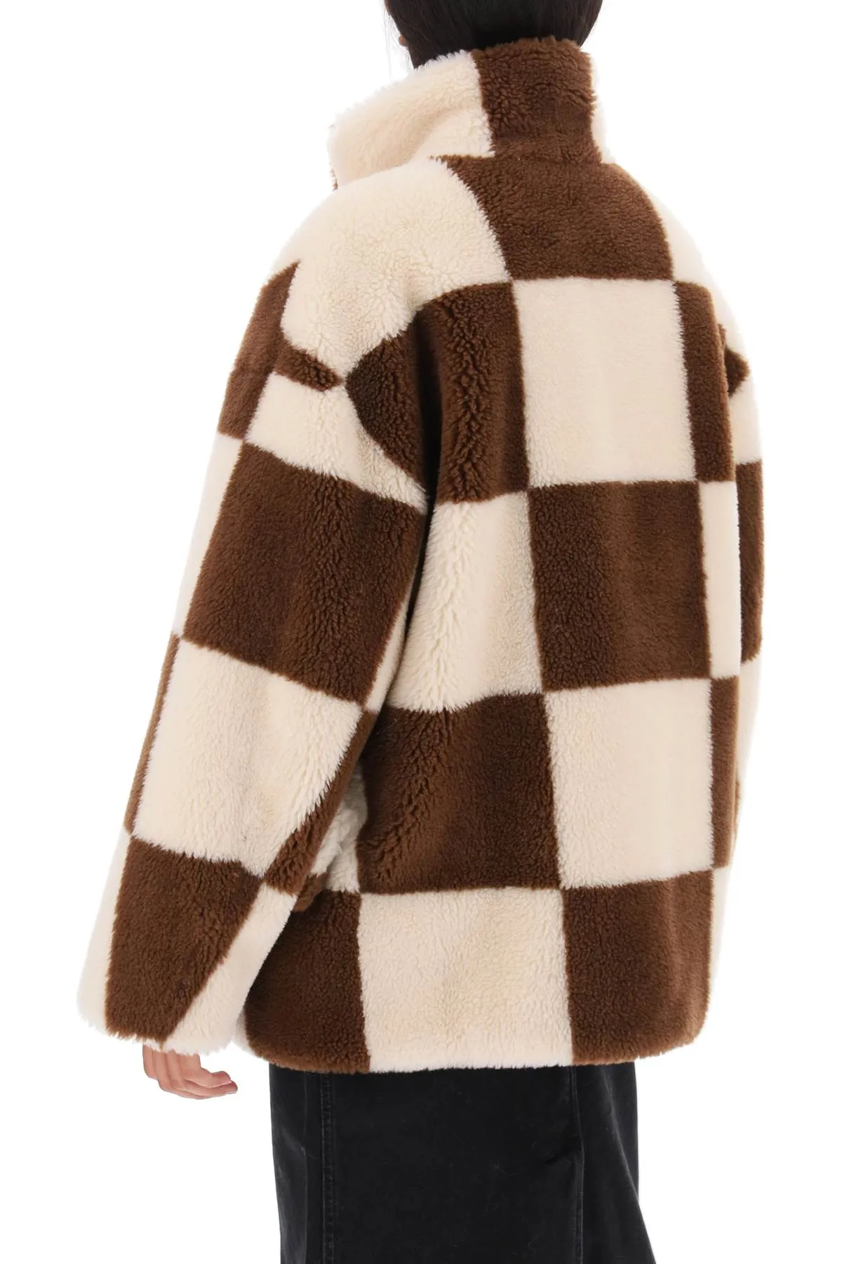 dani teddy jacket with checkered motif
