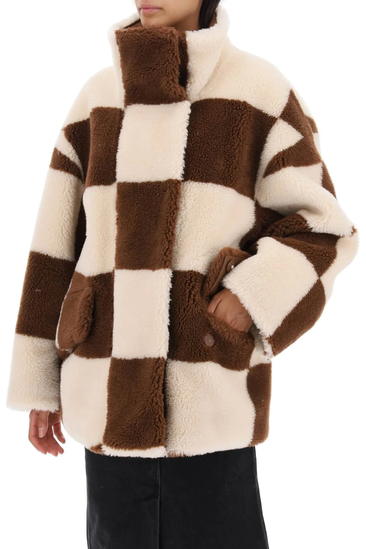 dani teddy jacket with checkered motif