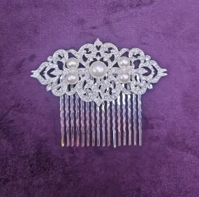 Diamante Crystal Pearl Studded Hair Comb