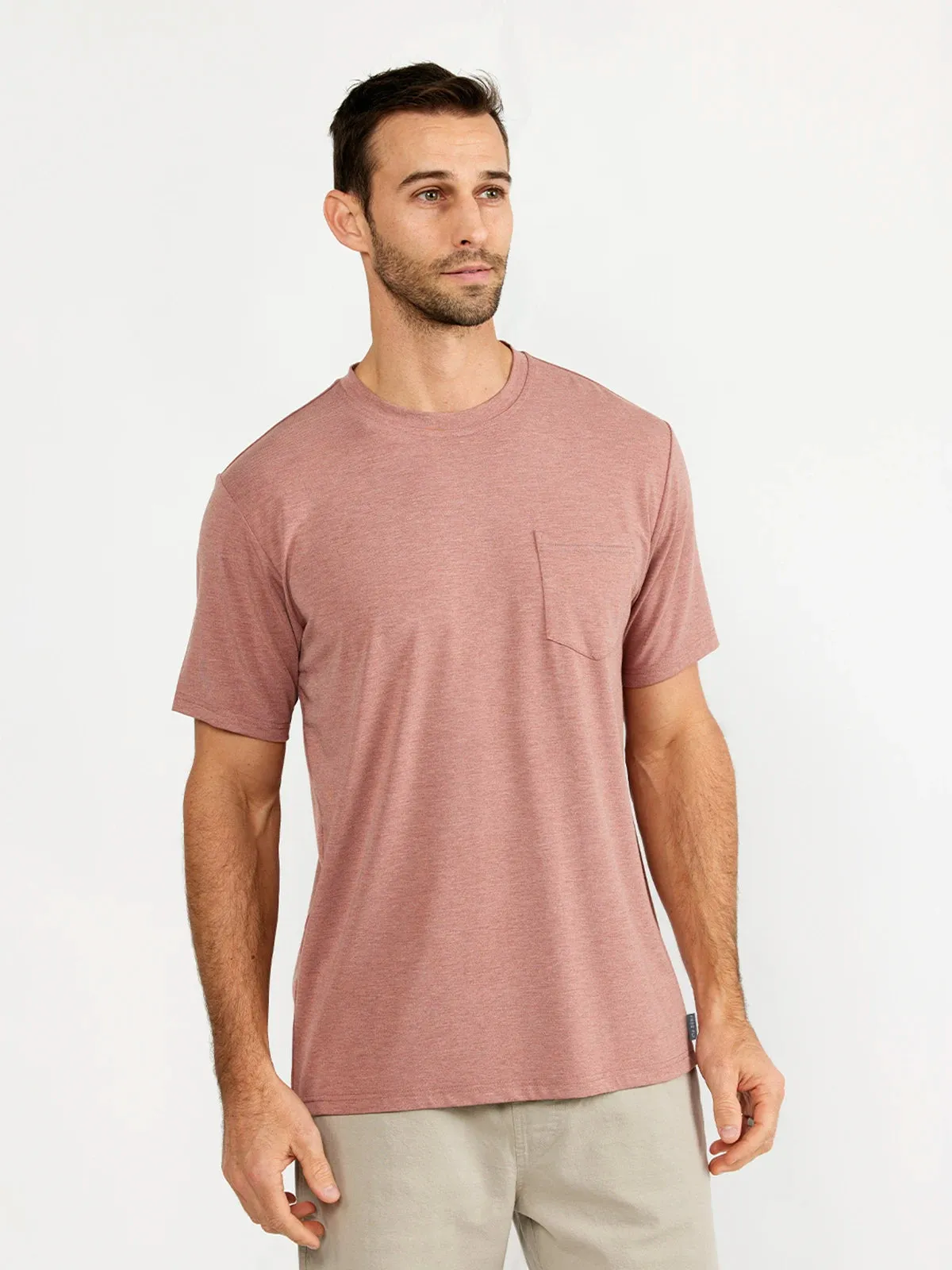 Free Fly Men's Bamboo Flex Pocket Tee - HEATHER BRICK