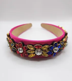 Fuchsia Pink Muti Colour Crystal Chunky Hair Band