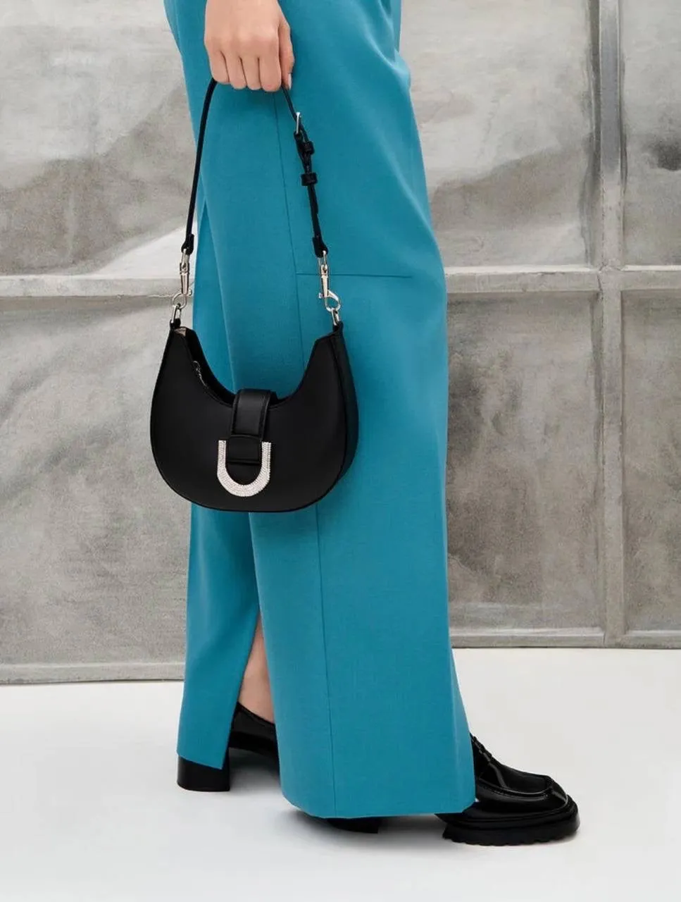 Gabine Leather Crystal-Embellished Hobo Bag
