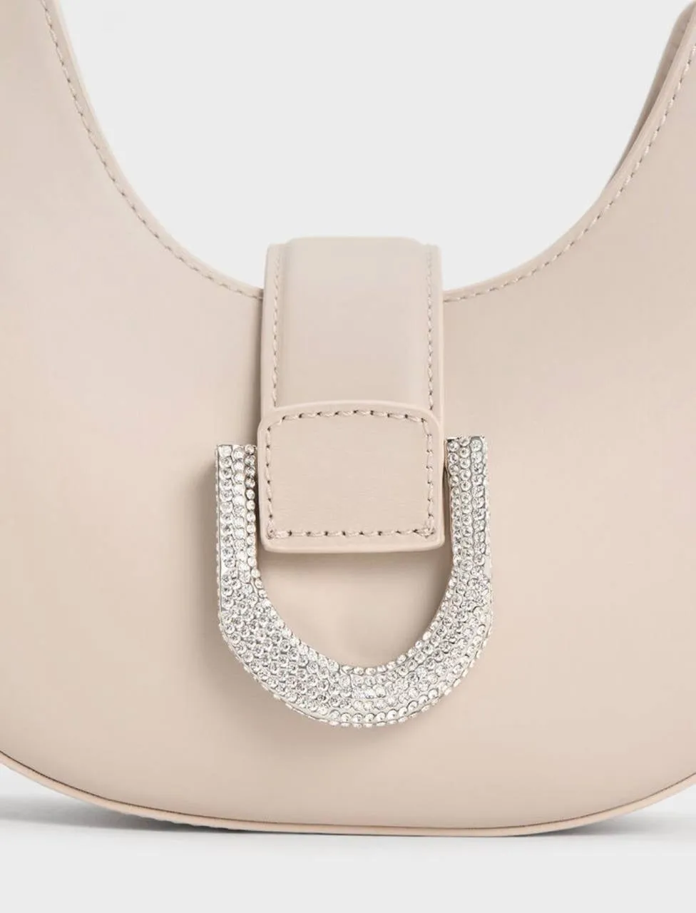 Gabine Leather Crystal-Embellished Hobo Bag