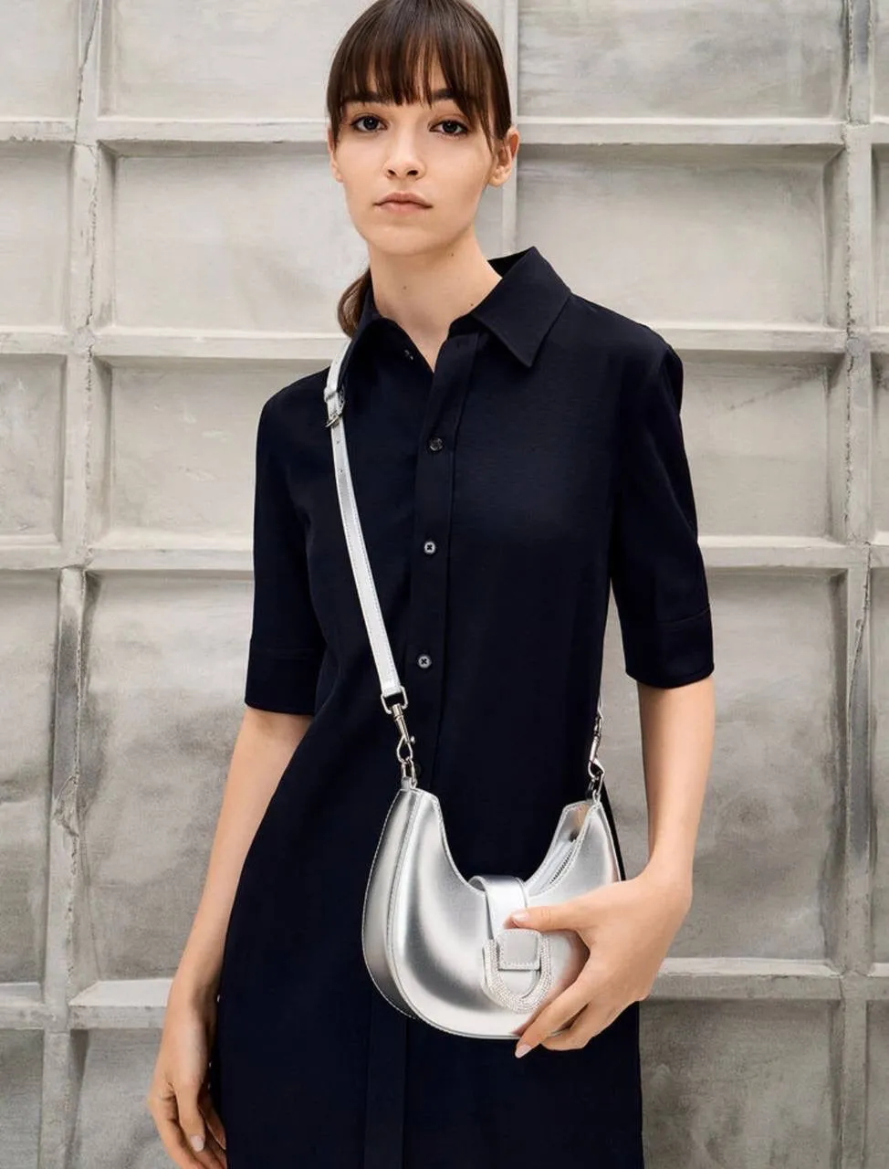 Gabine Leather Crystal-Embellished Hobo Bag