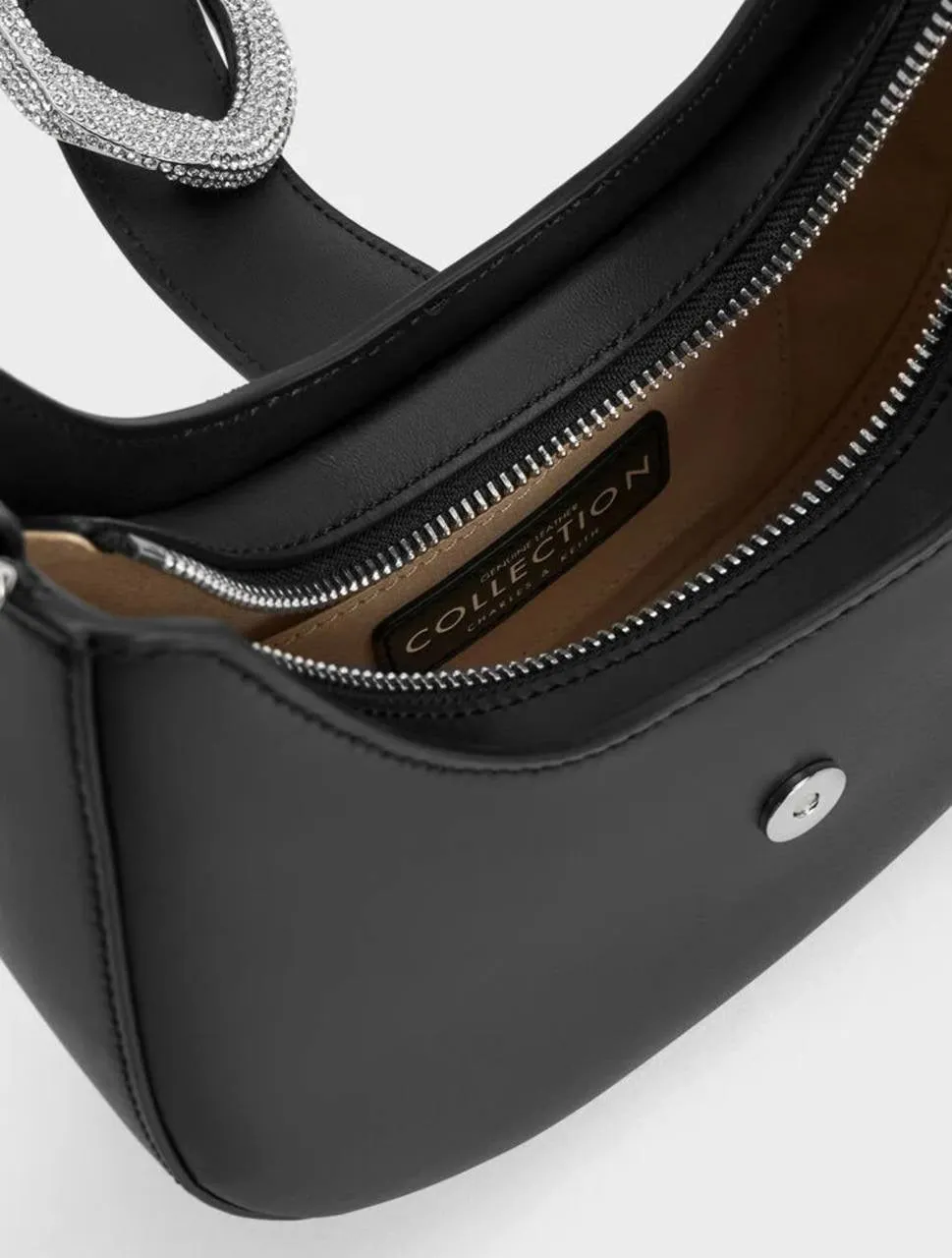 Gabine Leather Crystal-Embellished Hobo Bag