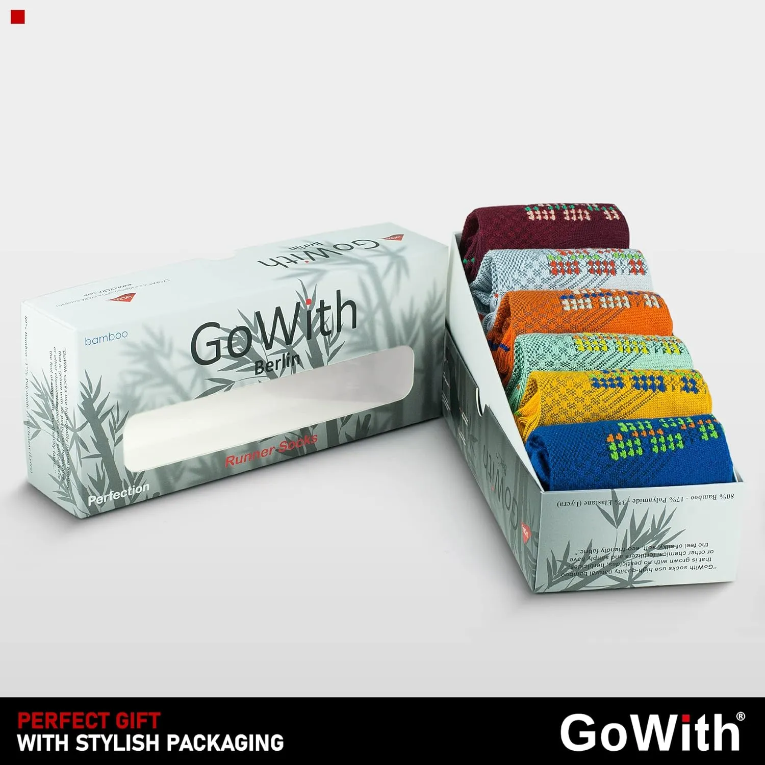 GoWith Running Socks for Men & Women, Rayon Made From Bamboo Ankle Zero-Cushion Socks, Moisture Wicking, with Gift Box