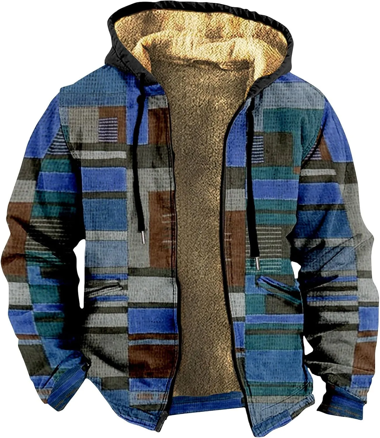 Graphic Hoodies For Men Western Aztec Vintage Plaid Jacket Sherpa Fleece Warm Lined Winter Coat Big And Tall Jackets