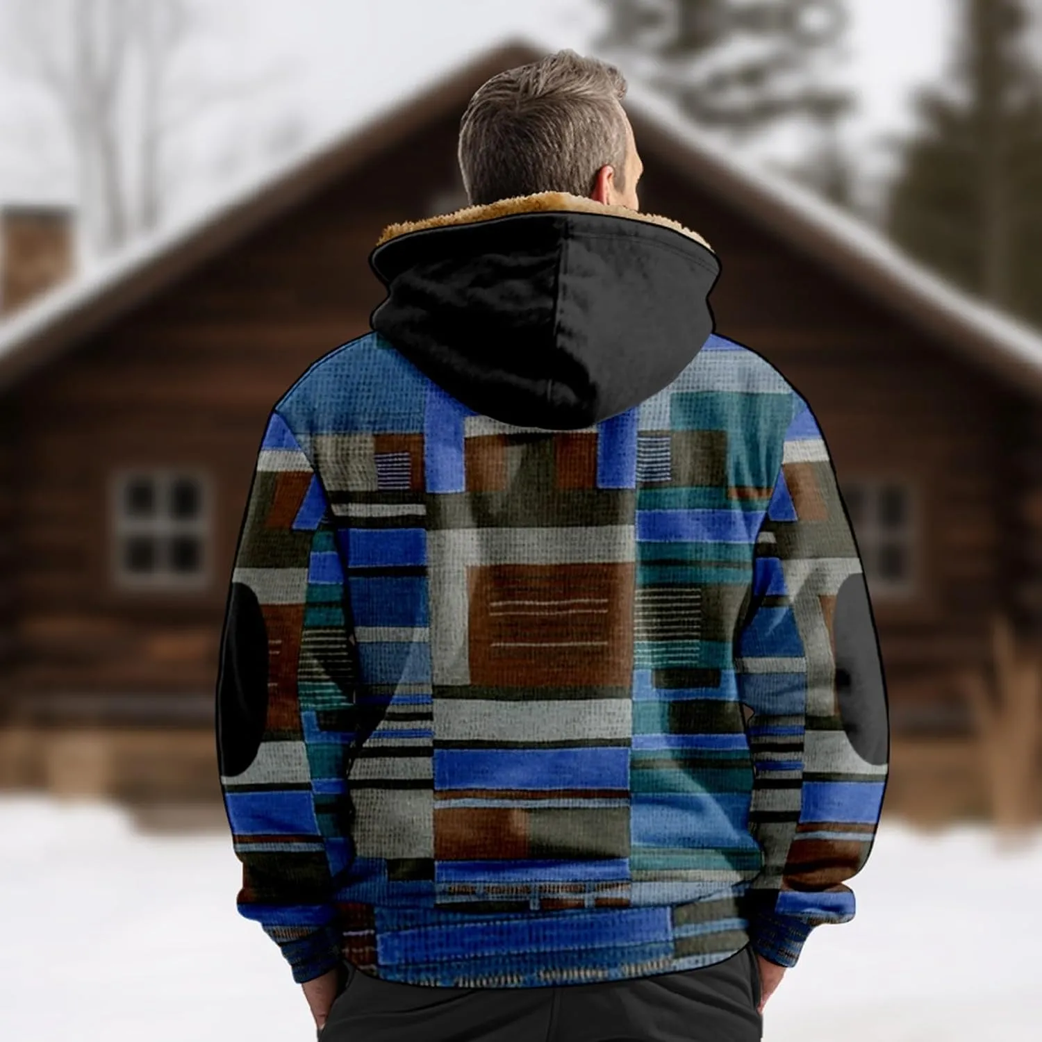 Graphic Hoodies For Men Western Aztec Vintage Plaid Jacket Sherpa Fleece Warm Lined Winter Coat Big And Tall Jackets