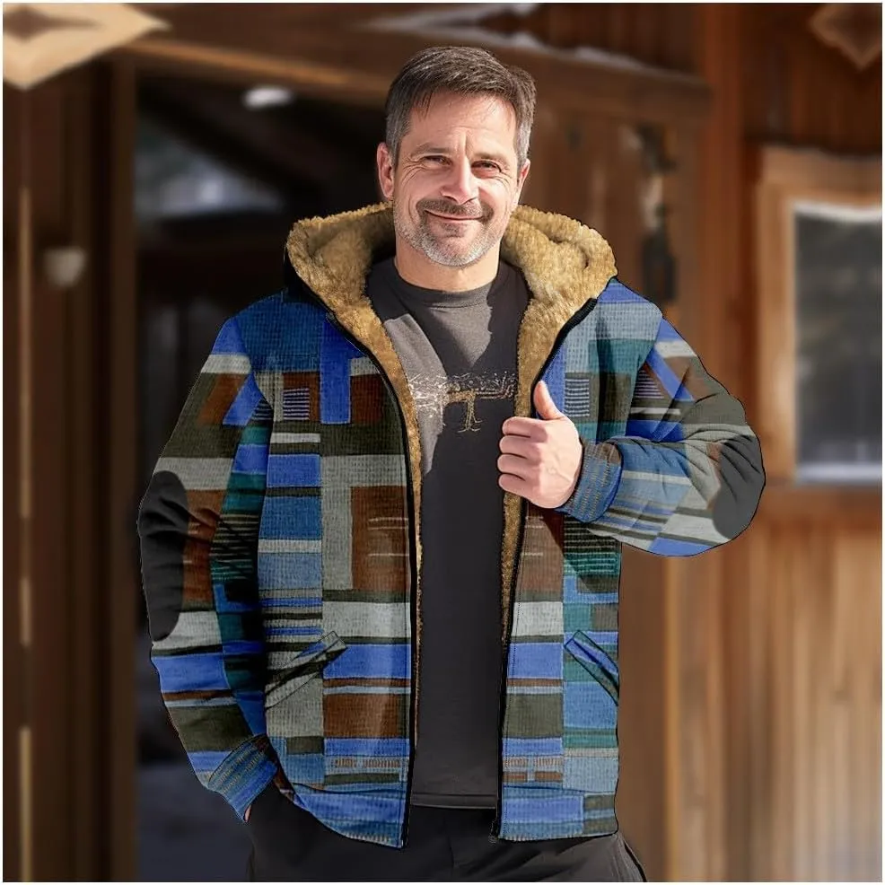 Graphic Hoodies For Men Western Aztec Vintage Plaid Jacket Sherpa Fleece Warm Lined Winter Coat Big And Tall Jackets