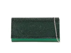Green Diamante Jewelled Clutch Bag