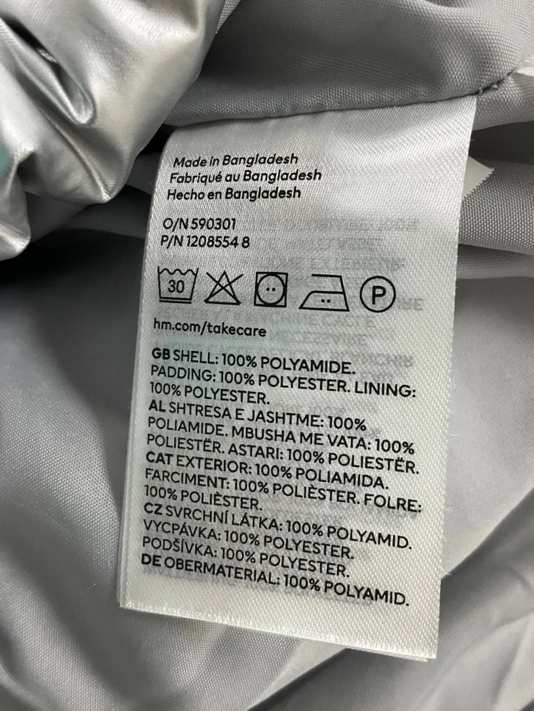 H&M Metallic Puffer Coat UK M