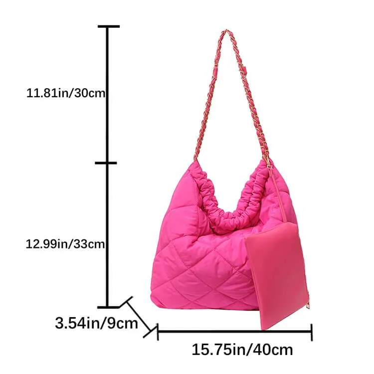 Large Puffer Tote Sling Bag with Purse-Showtown
