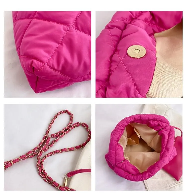 Large Puffer Tote Sling Bag with Purse-Showtown
