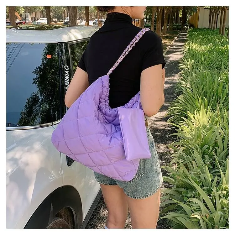 Large Puffer Tote Sling Bag with Purse-Showtown