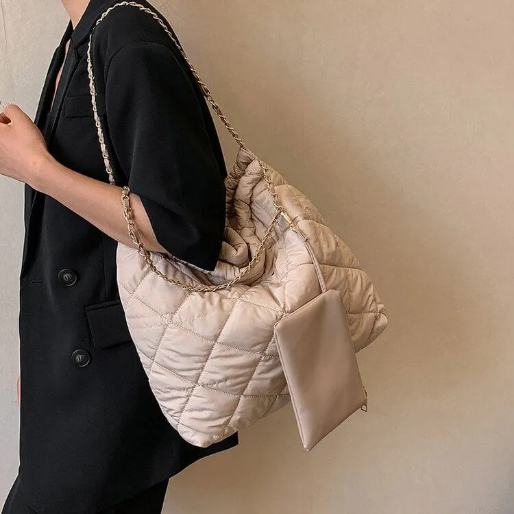 Large Puffer Tote Sling Bag with Purse-Showtown