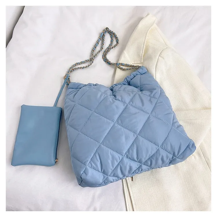 Large Puffer Tote Sling Bag with Purse-Showtown