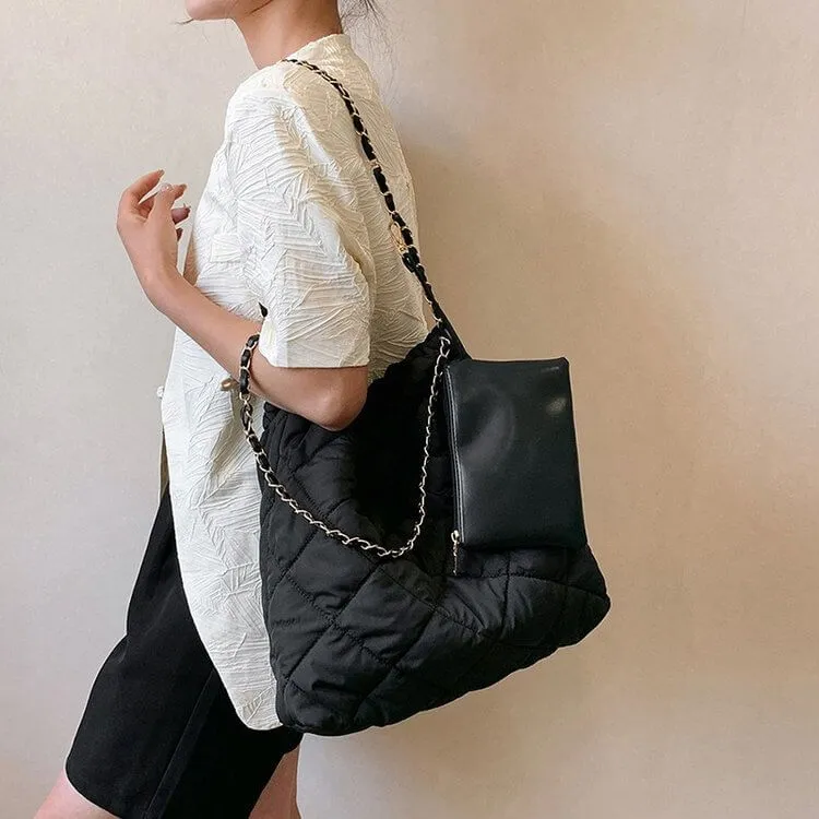 Large Puffer Tote Sling Bag with Purse-Showtown