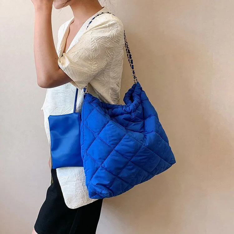 Large Puffer Tote Sling Bag with Purse-Showtown