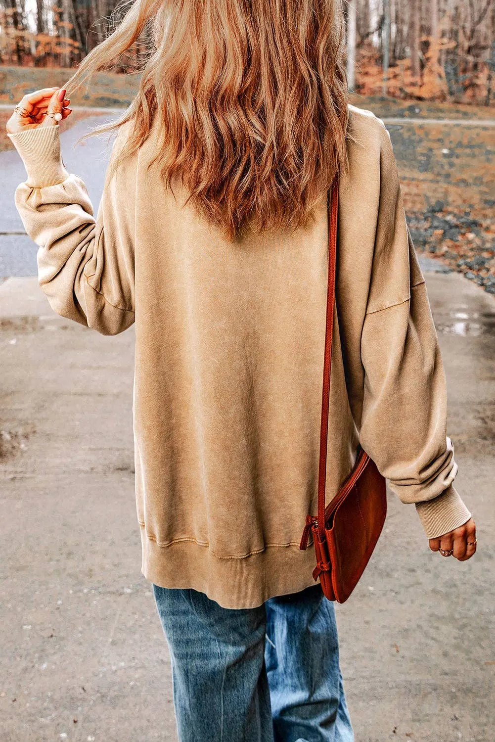 Loose Leopard GAME DAY Graphic Sweatshirt: Khaki / 75%Polyester 25%Cotton / XL