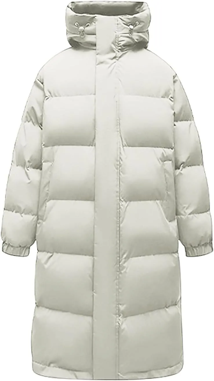 Men's Extra Long Parka Winter Coats Hooded Puffer Jacket Heavy Warm Water Resistant Outerwear For Cold Weather