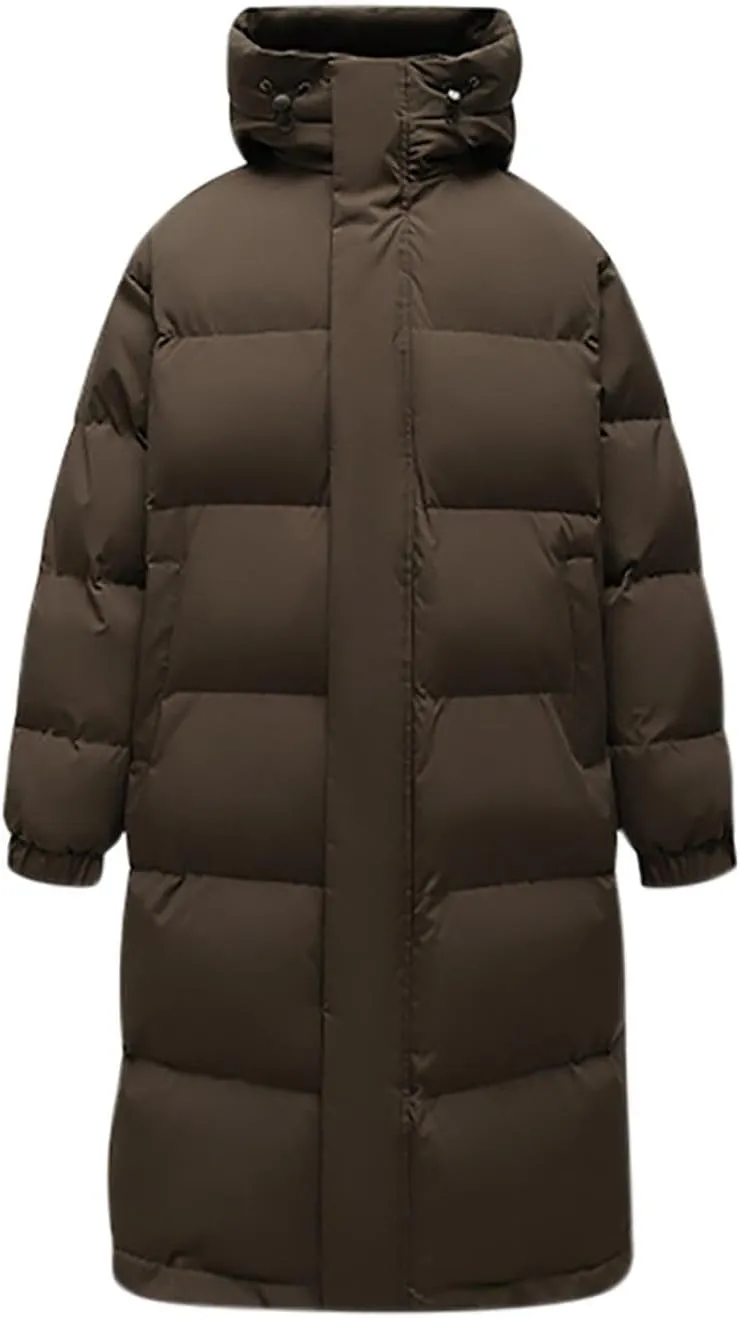 Men's Extra Long Parka Winter Coats Hooded Puffer Jacket Heavy Warm Water Resistant Outerwear For Cold Weather