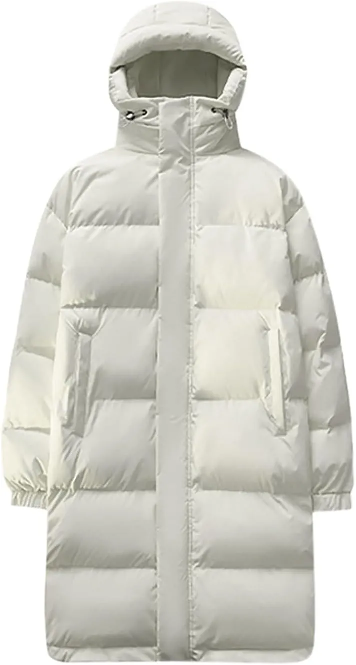 Men's Extra Long Parka Winter Coats Hooded Puffer Jacket Heavy Warm Water Resistant Outerwear For Cold Weather