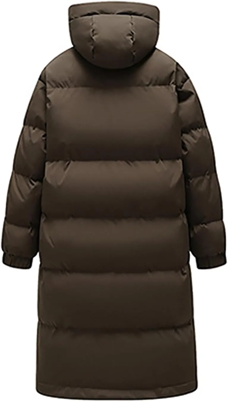Men's Extra Long Parka Winter Coats Hooded Puffer Jacket Heavy Warm Water Resistant Outerwear For Cold Weather