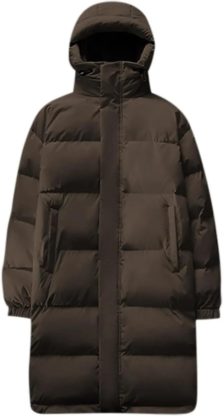 Men's Extra Long Parka Winter Coats Hooded Puffer Jacket Heavy Warm Water Resistant Outerwear For Cold Weather