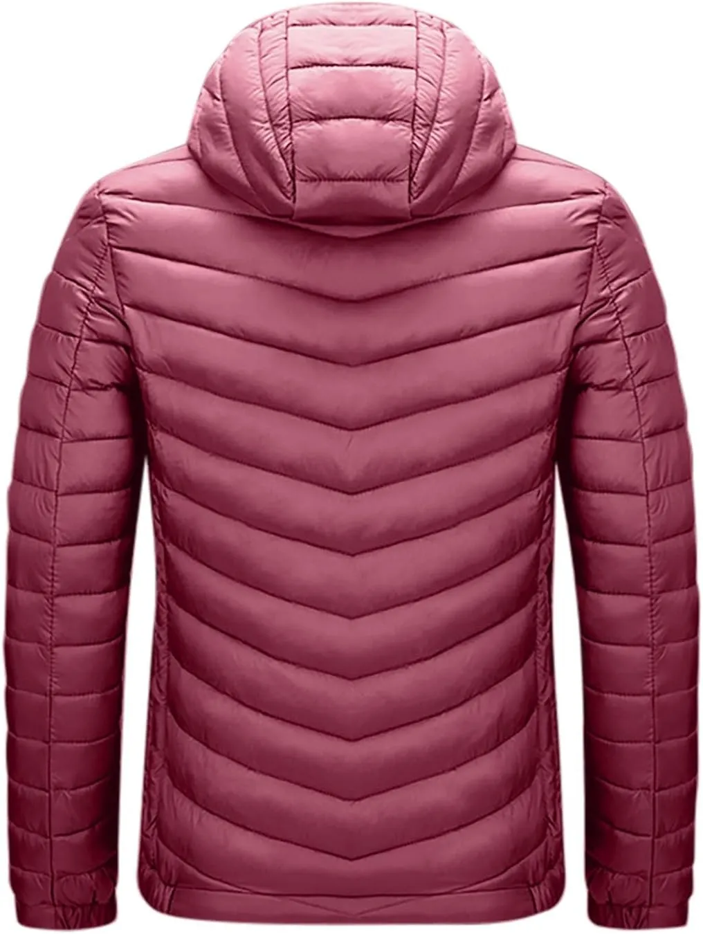 Men's Lightweight Hooded Puffer Jacket Winter Warm Windproof Quilted Jackets Full Zip Stand Collar Insulated Coat