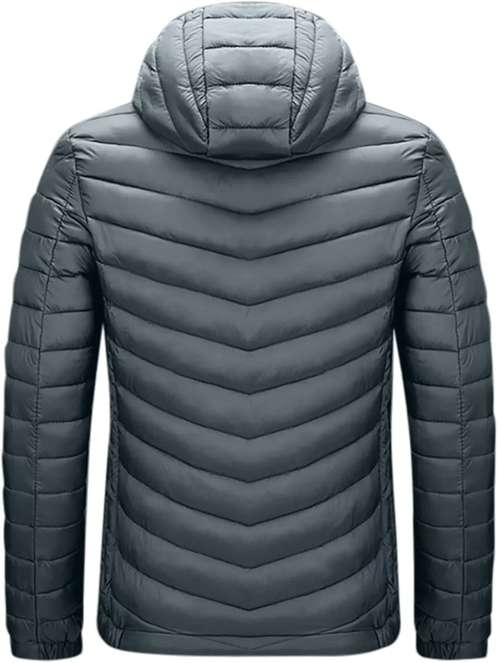 Men's Lightweight Hooded Puffer Jacket Winter Warm Windproof Quilted Jackets Full Zip Stand Collar Insulated Coat