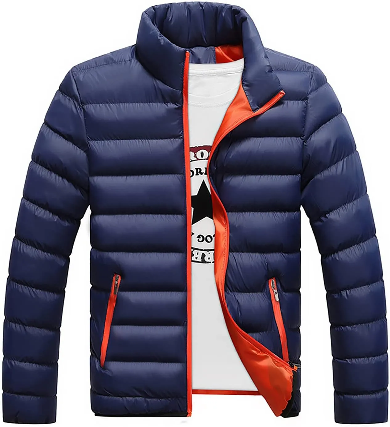 Men's Lightweight Puffer Jacket Winter Puffer Jacket Fleece Warm Coat Outerwear Cold Weather Jackets, L-5XL