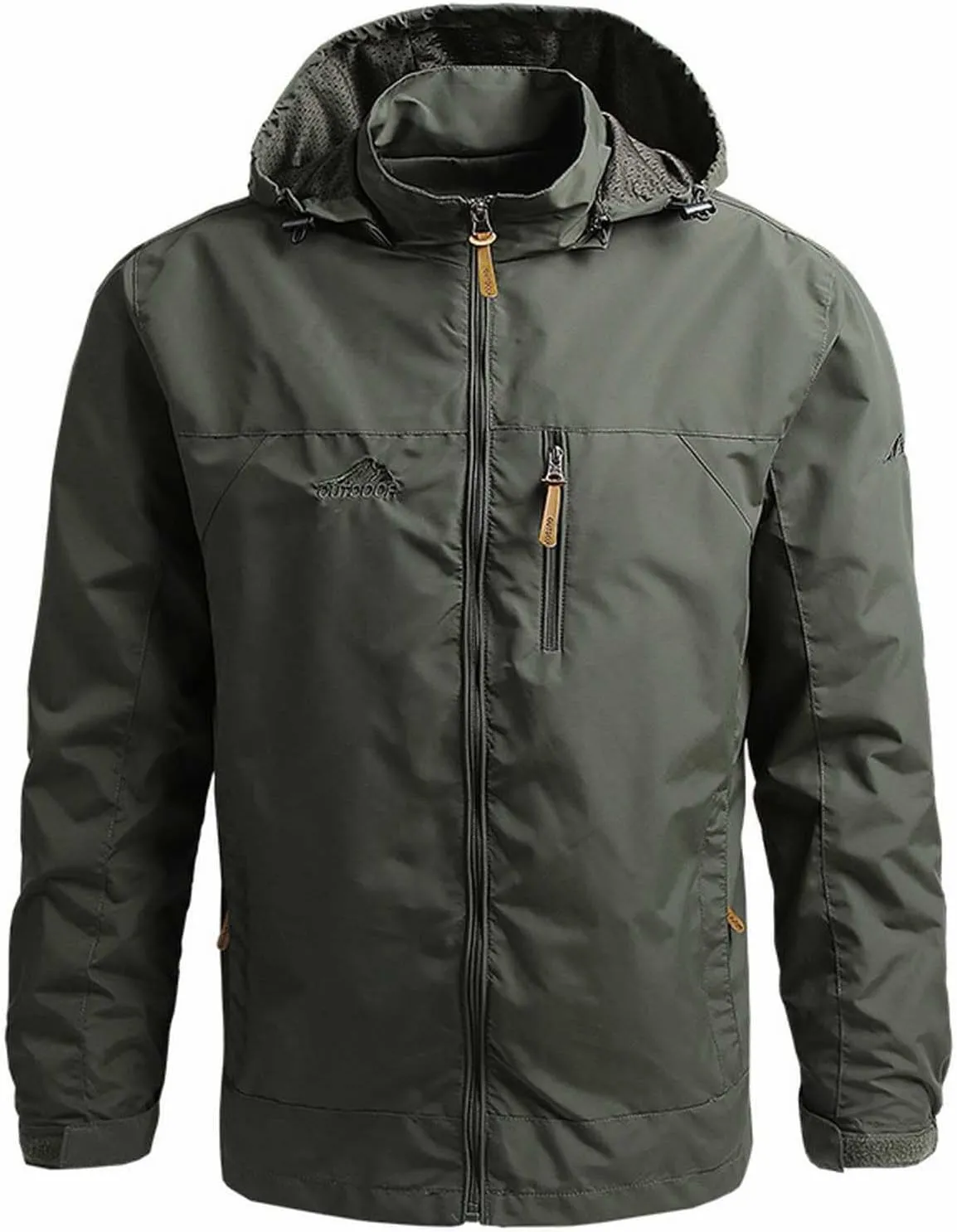 Men's Softshell Jacket Lightweight Water Resistant Hooded Outdoor Gym Sport Coats Work Hiking Rain Coat with Pockets