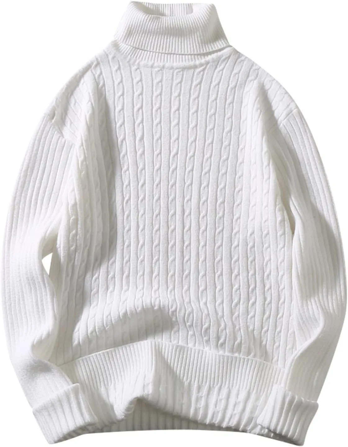 Mens SweatersMen's Turtleneck Sweater Pullover Twisted Pattern Loose Thick Winter Long Sleeve Cable Knit Sweaters