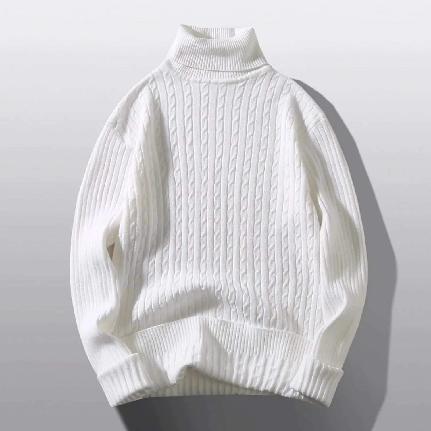 Mens SweatersMen's Turtleneck Sweater Pullover Twisted Pattern Loose Thick Winter Long Sleeve Cable Knit Sweaters