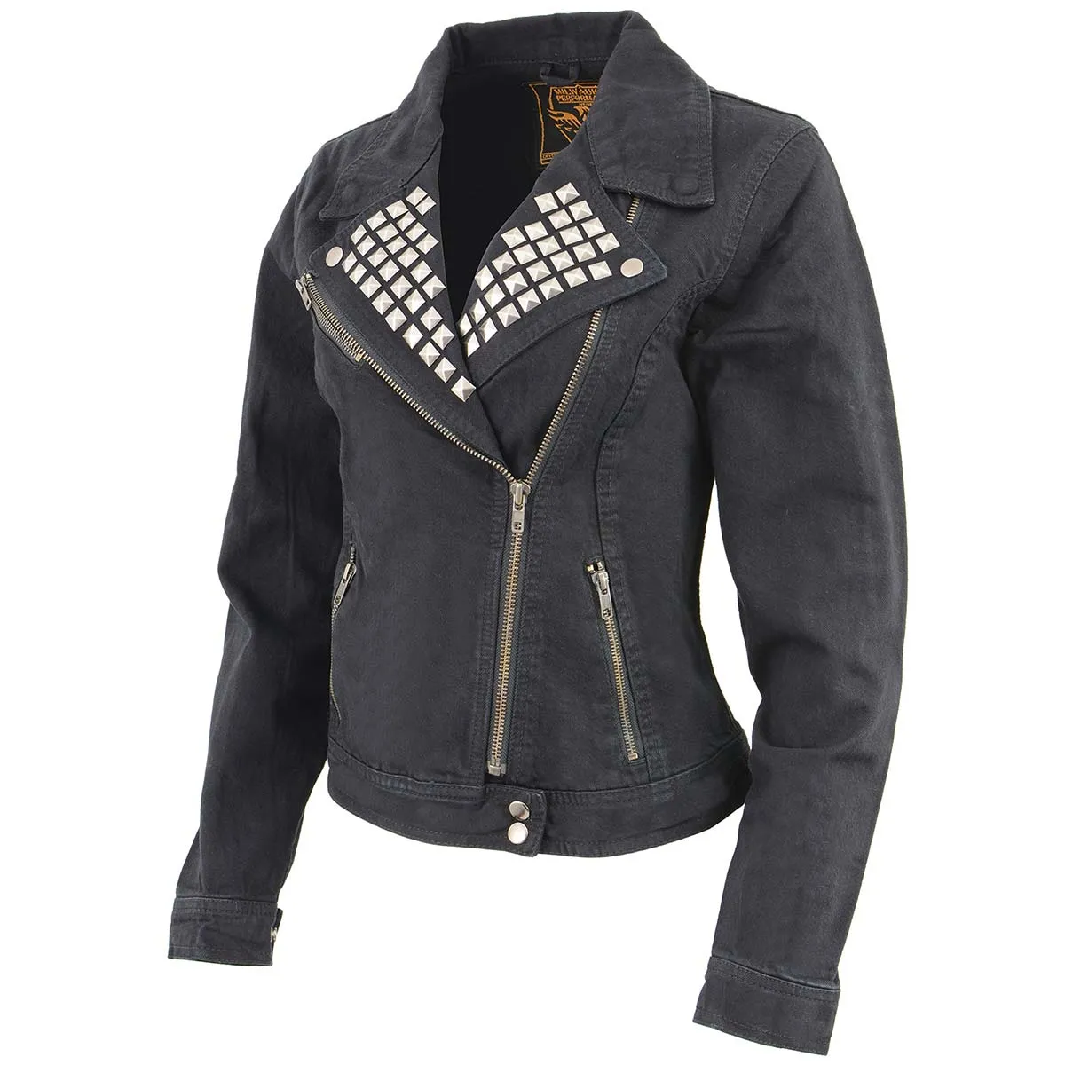Milwaukee Leather MDL2000 Ladies Black Denim Jacket with Studded