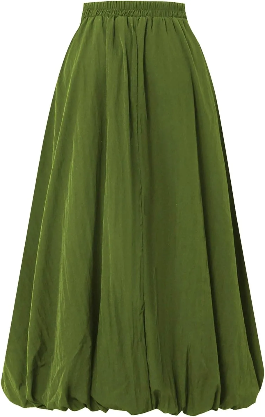 Oplxuo Women Bubble Maxi Skirt Elastic High Waisted Flowy A Line Long Puff Skirts Ruffle Hem Balloon Skirts with Pockets