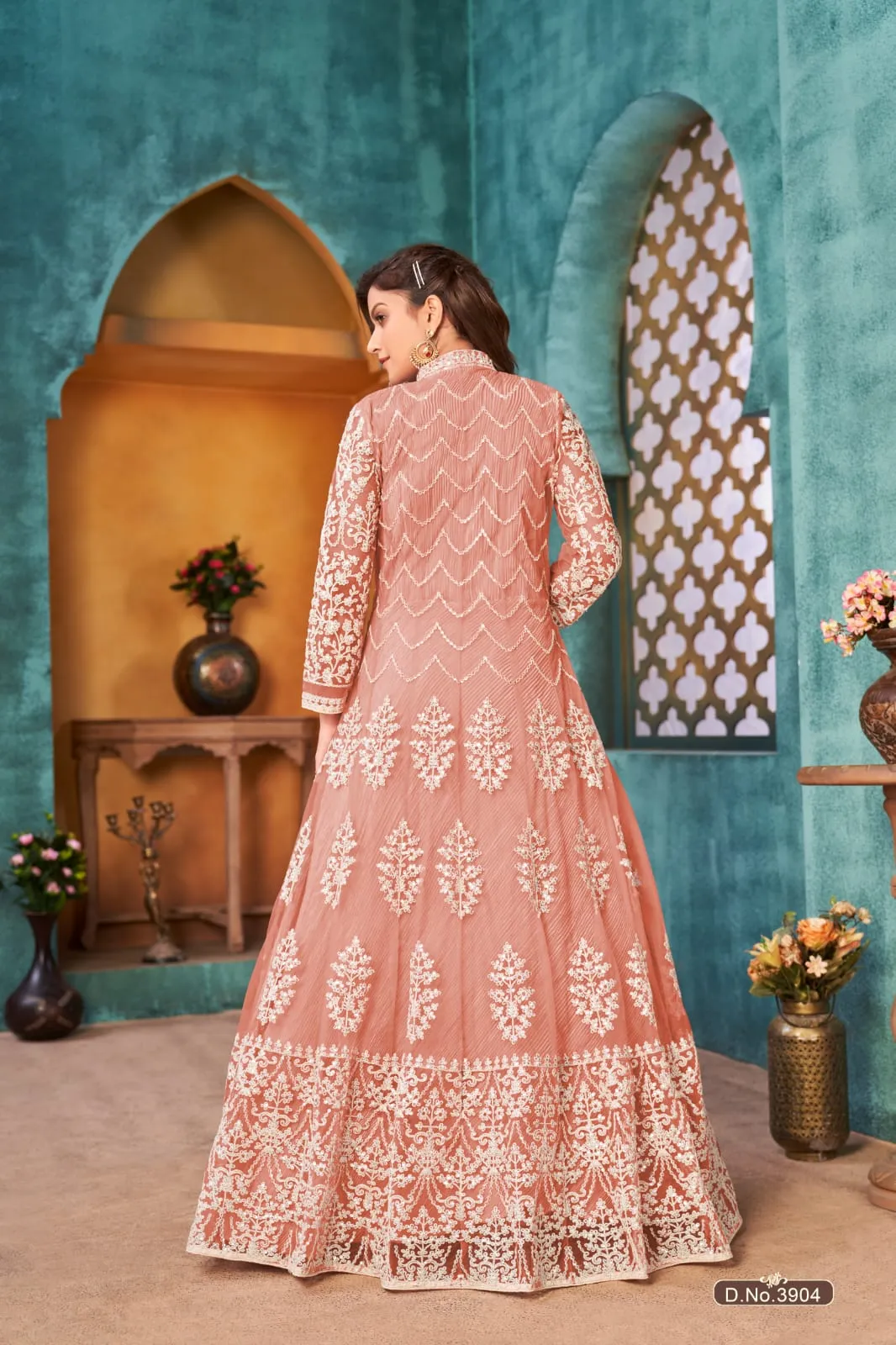 Prach Colour Pure Soft Net with Heavy Cording & Sequins Work Readymade Gown
