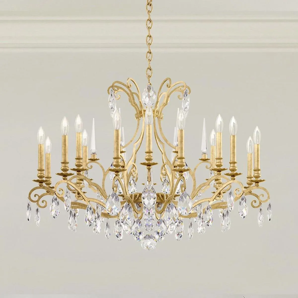 Renaissance Nouveau 18 Light Heirloom Gold Chandelier with Heritage Crystal
