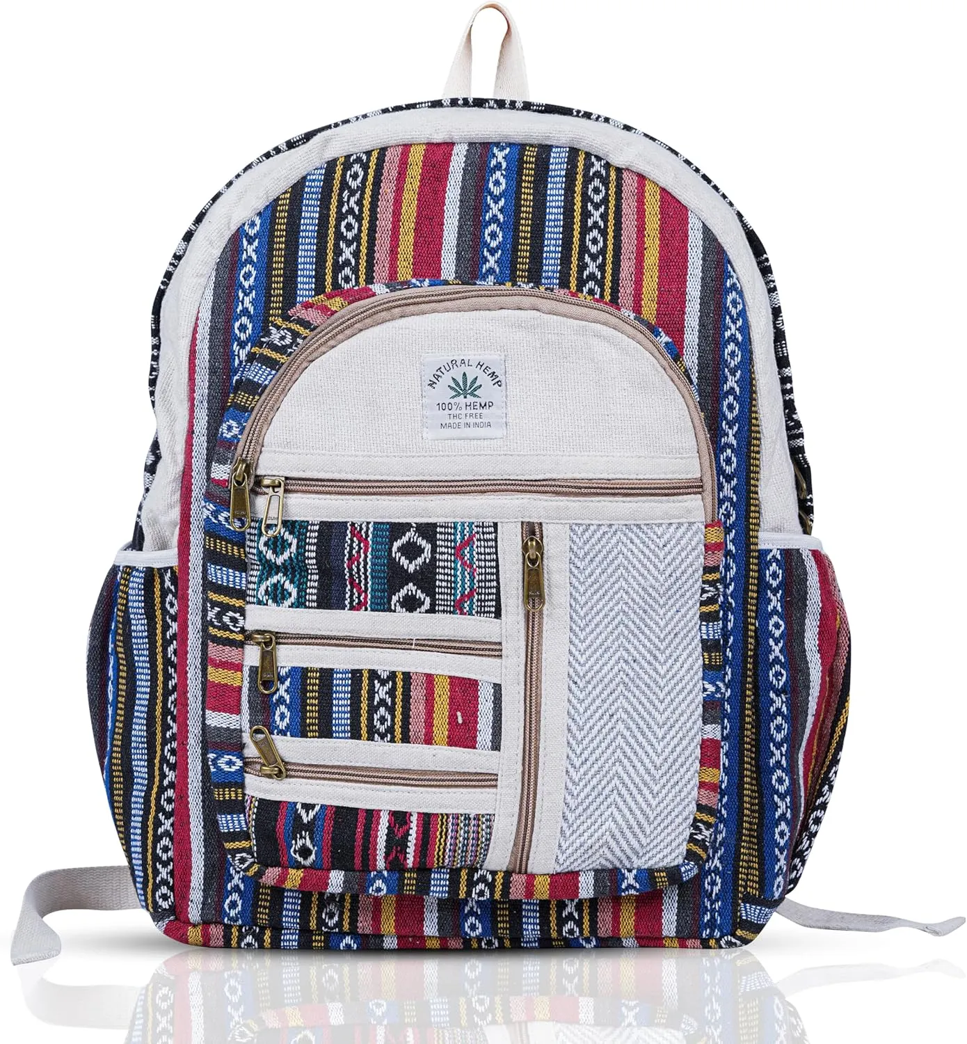 Small Hemp Backpack Traveling Backpack Cotton Canvas Stripe Nepali Backpack Himalayan Backpack Small Size Daypack Bag 13" x 11" x 5"