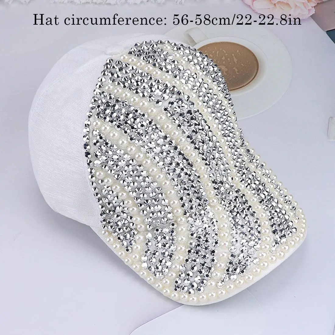Studded Rhinestone Baseball Cap for Women Sparkle Bling Denim Sun Hat Casual Sports Hat