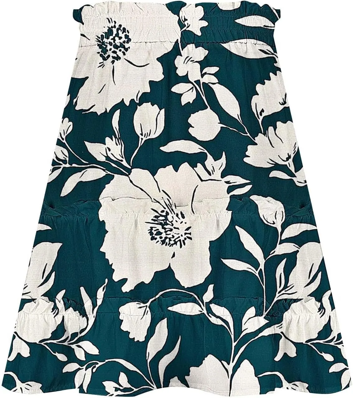 Summer Beach Mini Skirt for Women, Fashion Boho Floral Print Ruched Casual Skirts Tie Drawstring Vacation Trendy Clothes