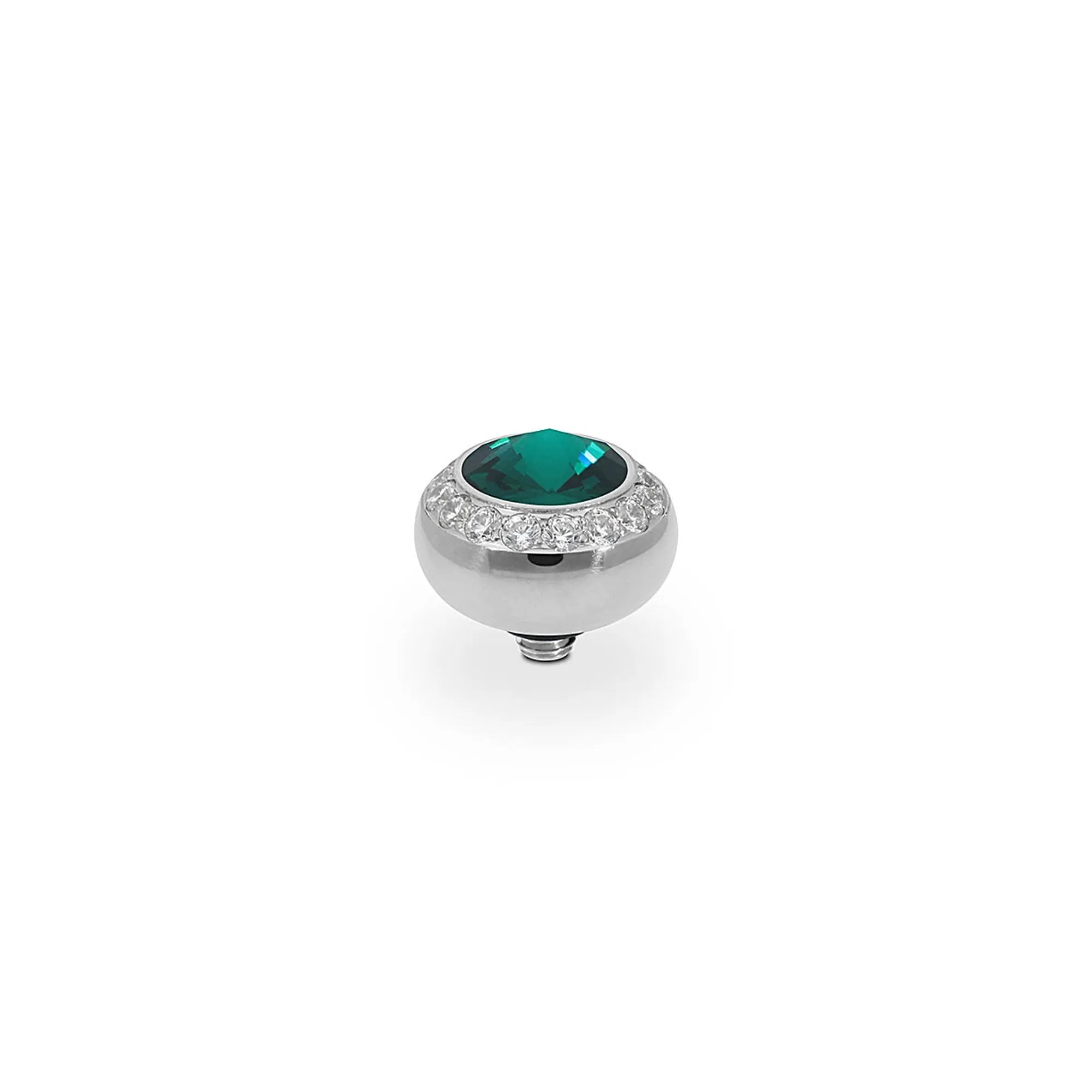 Tondo Deluxe Silver and Emerald Crystal Ring Gem Top, 10mm